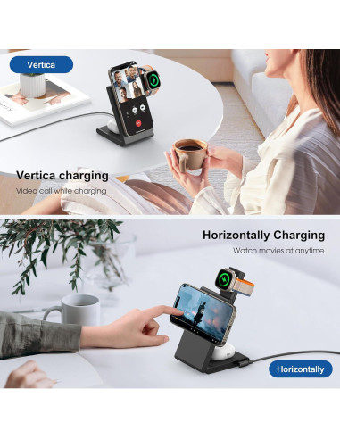 Estación de Carga Inalámbrica 3 en 1 CUCICU para iPhone 16/15/14