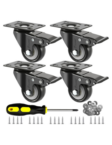 Ruedas Caster Julang 5.08cm con Freno y Bloqueo para Muebles