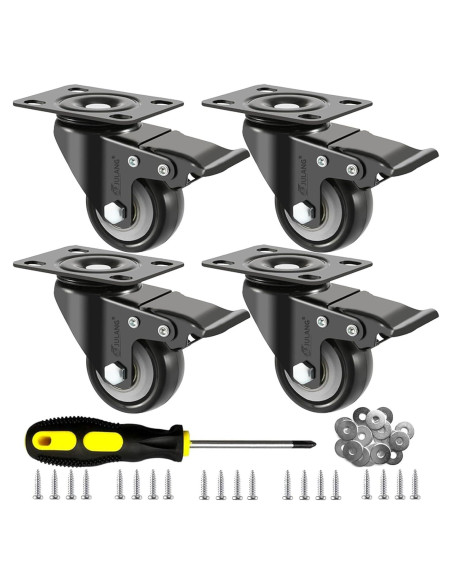 Ruedas Caster Julang 5.08cm con Freno y Bloqueo para Muebles Ruedas Caster Julang 5.08cm con Freno y Bloqueo para Muebles
