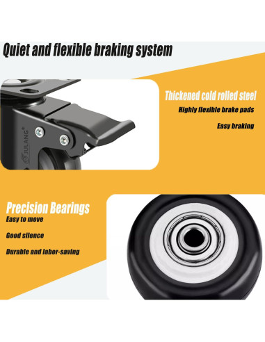 Ruedas Caster Julang 5.08cm con Freno y Bloqueo para Muebles