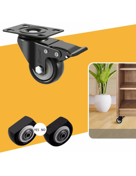 Ruedas Caster Julang 5.08cm con Freno y Bloqueo para Muebles Ruedas Caster Julang 5.08cm con Freno y Bloqueo para Muebles