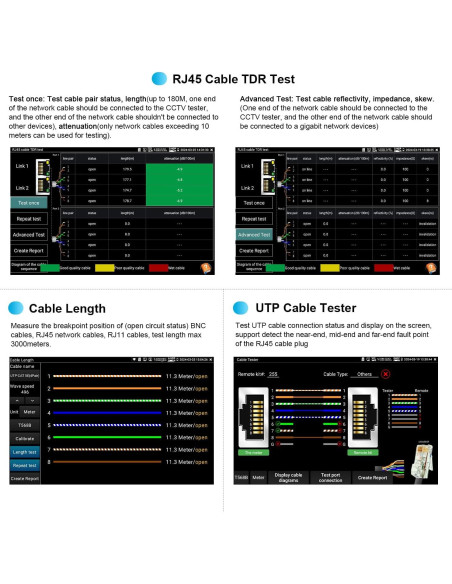 Probador de Cámara IP WANLUTECH E88 8" Pantalla Táctil PoE