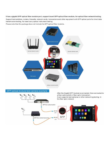 Probador de Cámara IP WANLUTECH E88 8" Pantalla Táctil PoE