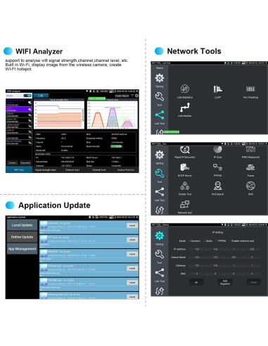 Probador de Cámara IP WANLUTECH E88 8" Pantalla Táctil PoE