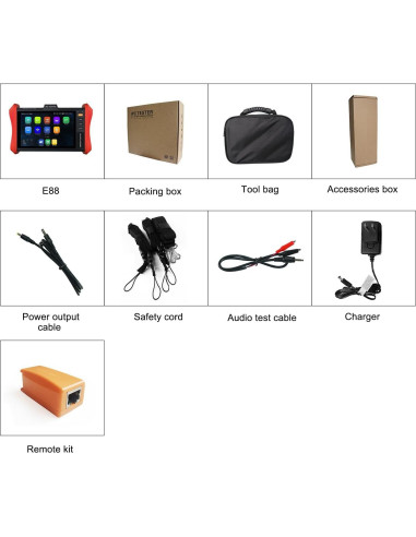 Probador de Cámara IP WANLUTECH E88 8" Pantalla Táctil PoE