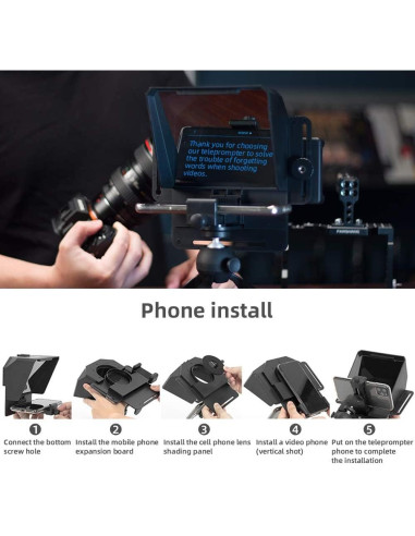 Teleprompter AMBITFUL 7.5'' con trípode para smartphone y DSLR