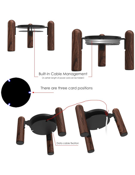 Soporte de Madera para Echo Spot 2024 y Echo Pop - Negro