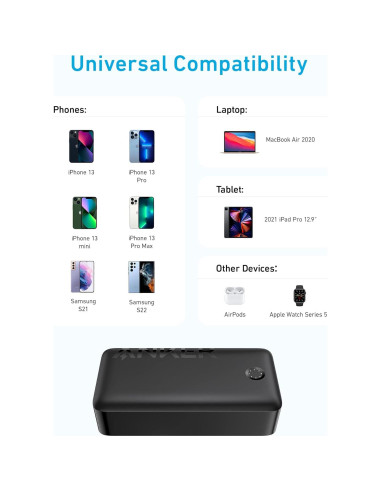 Cargador Portátil Anker 40,000mAh 30W USB-C Carga Rápida