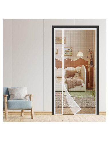 Cortina de Malla Magnética Veanusiver 91x208 cm Blanca