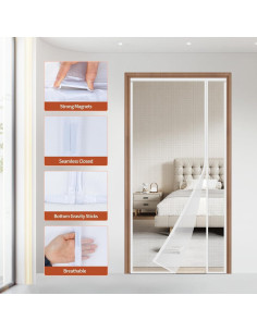 Cortina de Malla Magnética Veanusiver 91x208 cm Blanca 2