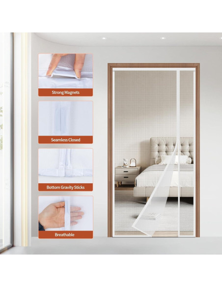 Cortina de Malla Magnética Veanusiver 91x208 cm Blanca Cortina de Malla Magnética Veanusiver 91x208 cm Blanca