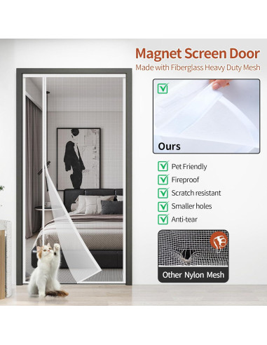 Cortina de Malla Magnética Veanusiver 91x208 cm Blanca