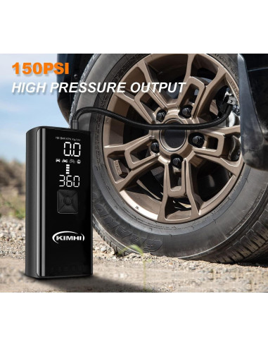 Compresor de Aire KIMHI 150 PSI Portátil con Batería 10000mAh