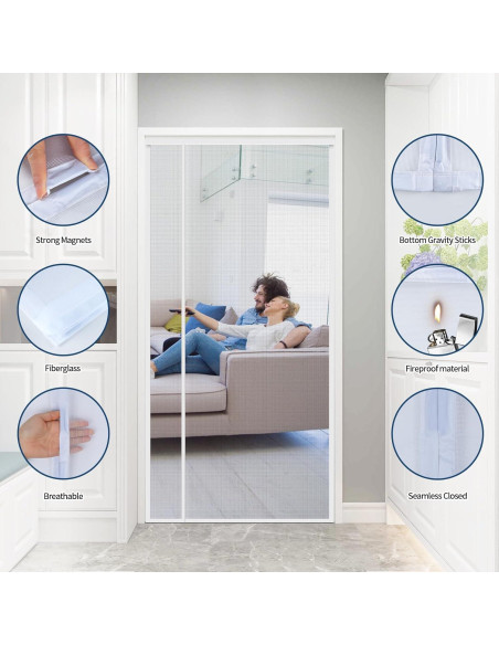 Cortina de Malla Magnética Veanusiver 91x208 cm Blanca Cortina de Malla Magnética Veanusiver 91x208 cm Blanca