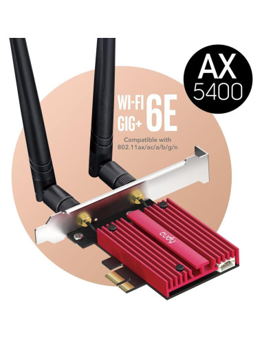 Cudy AX5400 Tarjeta PCIe WiFi 6E Bluetooth 5.2 para PC