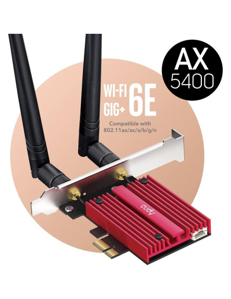 Cudy AX5400 Tarjeta PCIe WiFi 6E Bluetooth 5.2 para PC