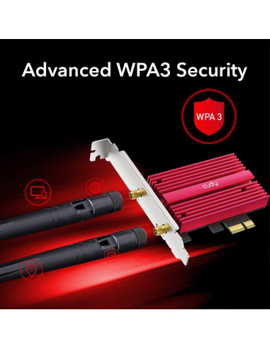Cudy AX5400 Tarjeta PCIe WiFi 6E Bluetooth 5.2 para PC