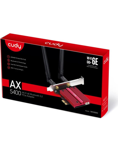 Cudy AX5400 Tarjeta PCIe WiFi 6E Bluetooth 5.2 para PC