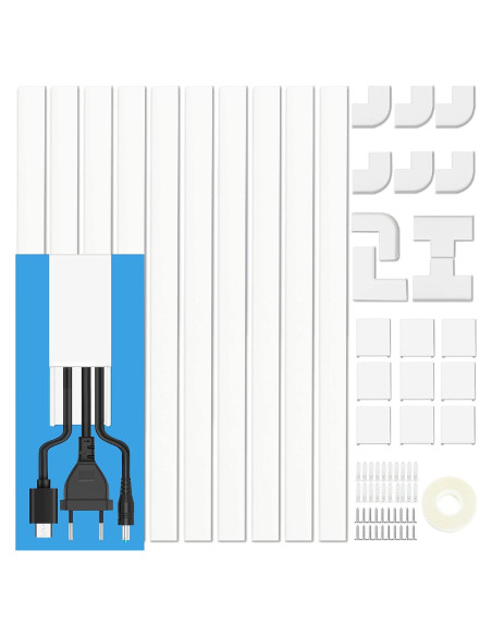 Kit Cubierta de Cables Bestong 10 Piezas Pintable Blanco