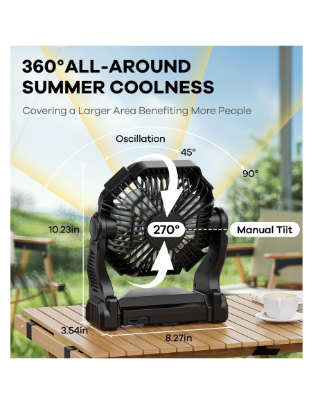 Ventilador de Camping DOWILLDO X23 con Linterna LED 10400mAh