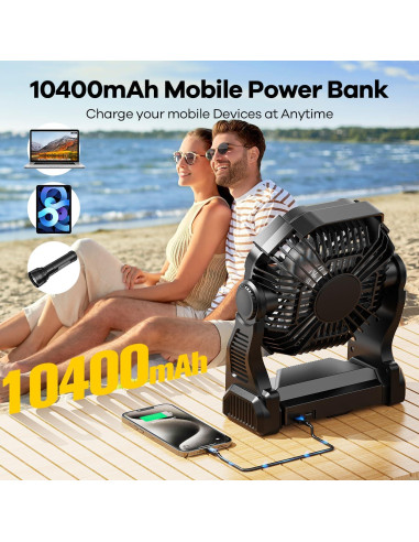 Ventilador de Camping DOWILLDO X23 con Linterna LED 10400mAh