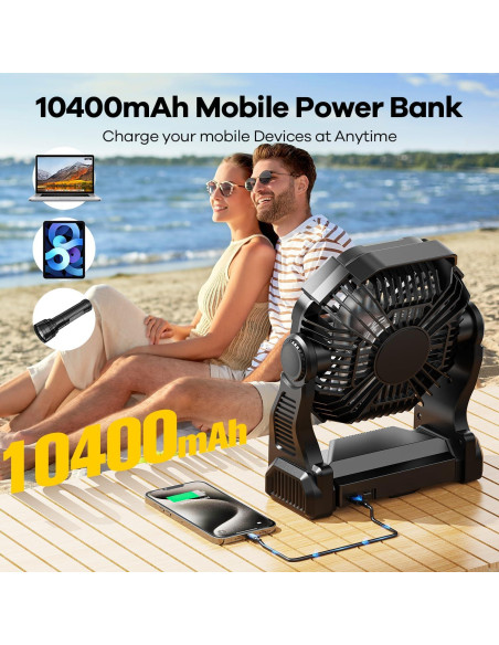 Ventilador de Camping DOWILLDO X23 con Linterna LED 10400mAh