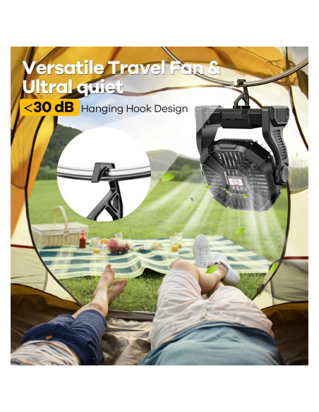 Ventilador de Camping DOWILLDO X23 con Linterna LED 10400mAh