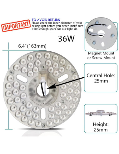 Kit Retrofit Luz LED 36W Zhairdalstar 16.26cm Regulable