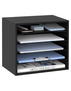 Organizador de Escritorio SUPEASY de Madera 5 Niveles Negro