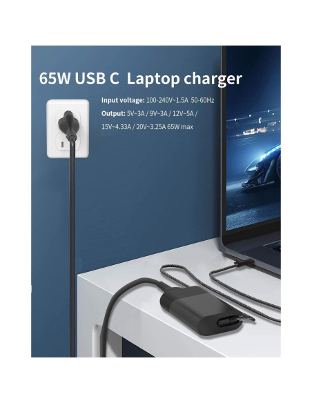 Cargador Laptop HP 65W USB-C Slim Adaptador de Poder