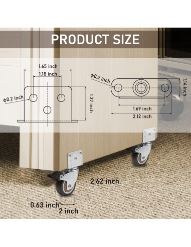 Juego de 4 ruedas giratorias Nefish 5 cm con freno