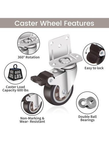 Juego de 4 ruedas giratorias Nefish 5 cm con freno