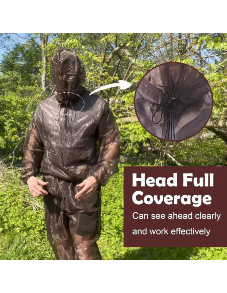 Aventik Traje de Mosquito Malla UV Super Ligero Marrón