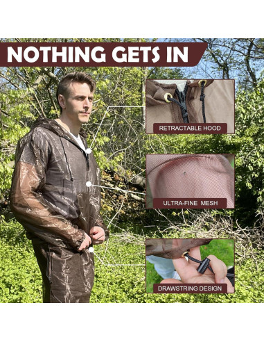 Aventik Traje de Mosquito Malla UV Super Ligero Marrón