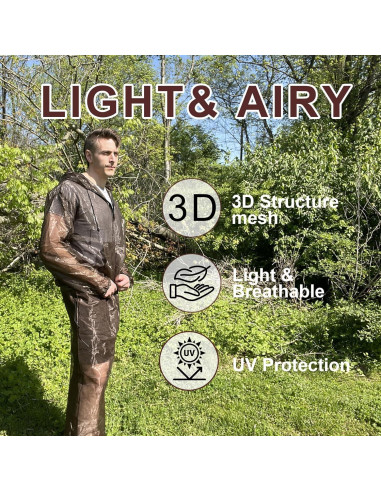 Aventik Traje de Mosquito Malla UV Super Ligero Marrón