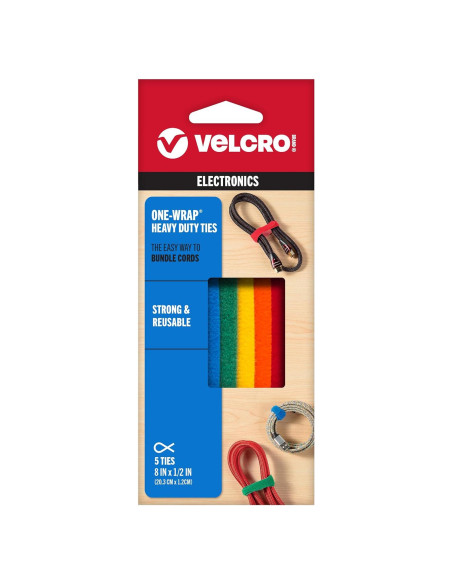 Ataduras VELCRO ONE-WRAP Multicolor 5 Pzas 20,32x1,27 cm
