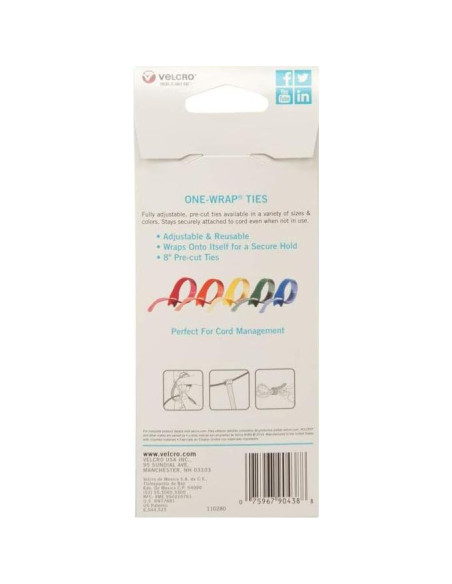 Ataduras VELCRO ONE-WRAP Multicolor 5 Pzas 20,32x1,27 cm