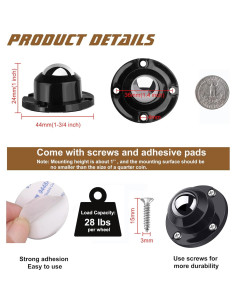 Ruedas Giratorias PlusRoc de 24mm para Muebles - 4 Piezas 2