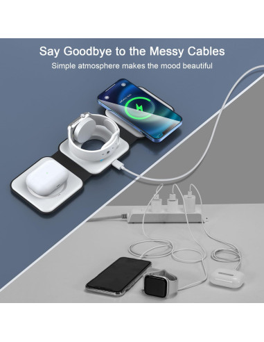 Cargador Inalámbrico 3 en 1 RTOPS Carga Rápida para Apple