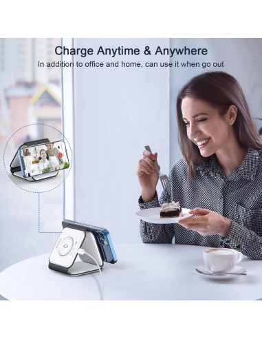 Cargador Inalámbrico 3 en 1 RTOPS Carga Rápida para Apple