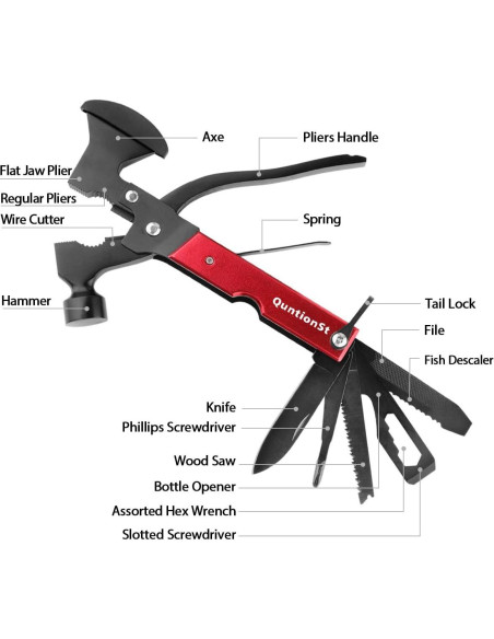 Multiherramienta QuntionSt 16 en 1 Camping Rojo y Negro Multiherramienta QuntionSt 16 en 1 Camping Rojo y Negro