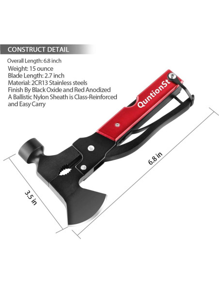 Multiherramienta QuntionSt 16 en 1 Camping Rojo y Negro Multiherramienta QuntionSt 16 en 1 Camping Rojo y Negro