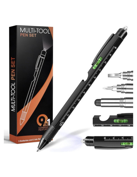 Bolígrafo Multiherramienta 9 en 1 SAPGIF Negro