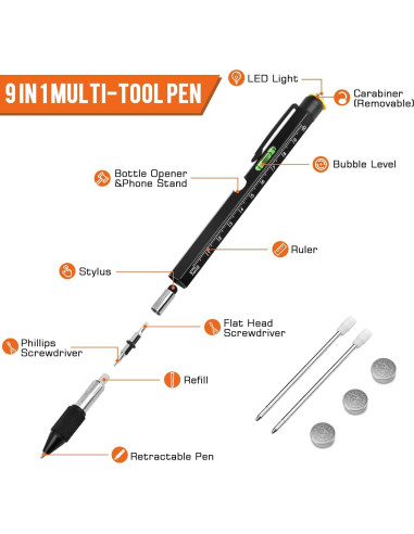 Bolígrafo Multiherramienta 9 en 1 SAPGIF Negro