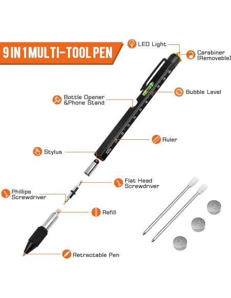 Bolígrafo Multiherramienta 9 en 1 SAPGIF Negro