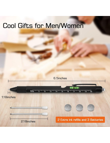 Bolígrafo Multiherramienta 9 en 1 SAPGIF Negro