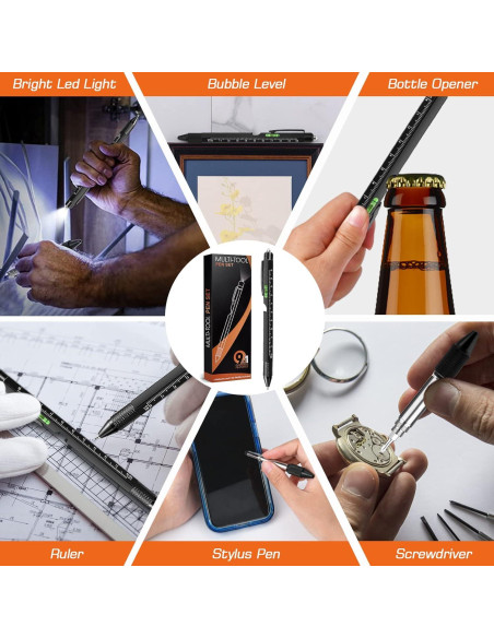 Bolígrafo Multiherramienta 9 en 1 SAPGIF Negro