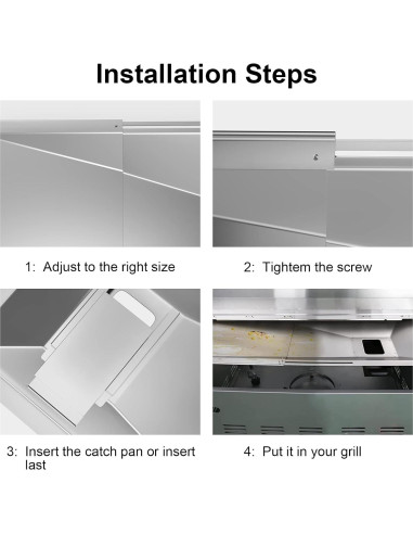 Bandeja de grasa ajustable BBQ-PLUS 59.94-85.09 cm para parrilla