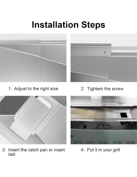 Bandeja de grasa ajustable BBQ-PLUS 59.94-85.09 cm para parrilla