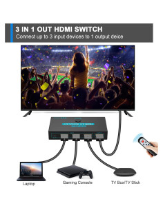 Interruptor HDMI SGEYR 3 Puertos 4K con Control Remoto 2
